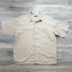 Bassiri Uomo Mens 3XL Short Sleeve Shirt 100% Linen Easy Iron Casual Vacation